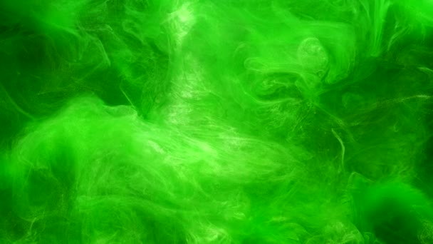 Couche de mouvement des fumées fluo vert paillettes flux de fumée — Video