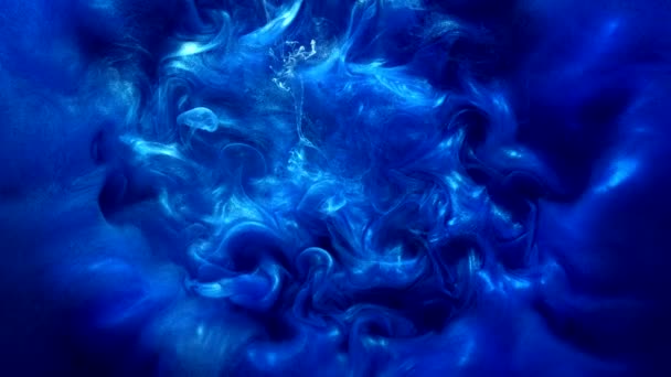 Exploderen effect animatie marine blauw rook bladerdeeg — Stockvideo