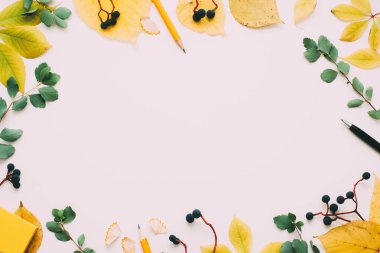 Sonbahar yaprakları sarı yeşil yapraklar