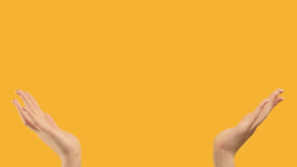 2 el hareketlerini tanıtım arka planı turuncusuna ayarla — Stok video