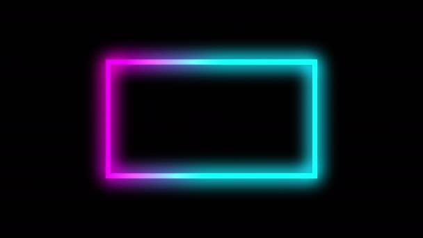 Светящийся неоновая рамка абстрактный фон синий розовый — стоковое видео