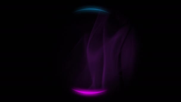 Neon cirkel frame kleur rook stroom paarse bol — Stockvideo