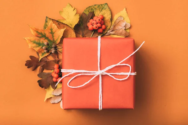 Holiday present congratulations gift box autumn — Stock Photo, Image