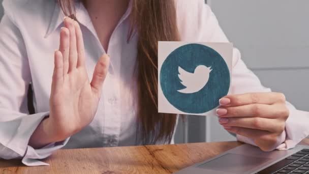 Twitter ikona biznesu kobieta ręce social media — Wideo stockowe