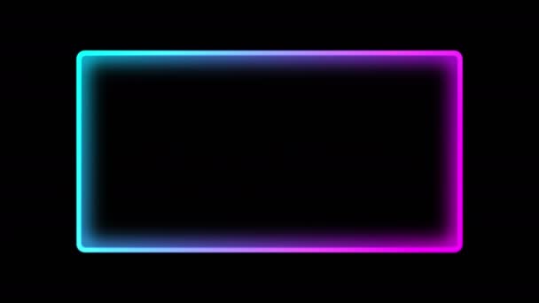 Neon ram kommersiell bakgrund rektangel svart — Stockvideo