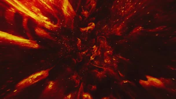 Mürekkep sıçraması kırmızı sıvı patlama altın parıltı akışı — Stok video