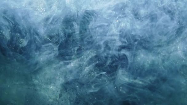 Skimrande abstrakt bakgrund blått glitter rök — Stockvideo
