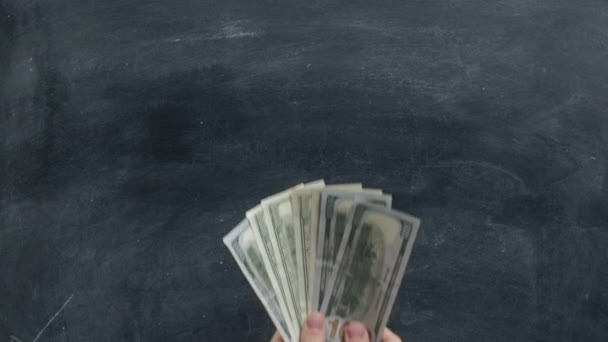 Peníze gesta finanční podvod ruka dolar ventilátor — Stock video