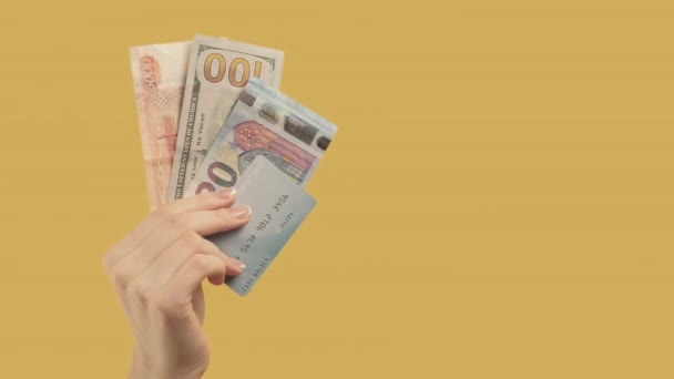 Internationale transactie geld set 3 hand gebaar — Stockvideo