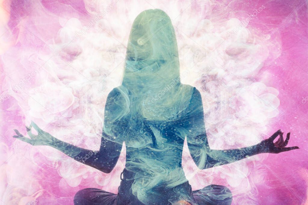 spiritual practice meditating woman silhouette