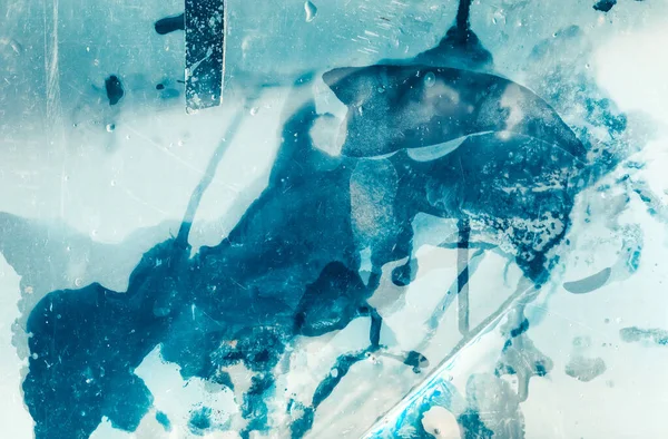 Fundo azul abstrato arranhões de vidro manchado — Fotografia de Stock