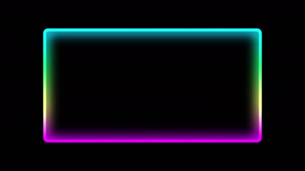 Neon ramki promocyjne tło prostokąt czarny — Wideo stockowe