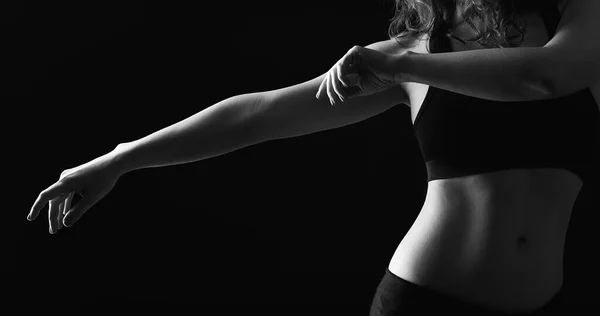 Dancing woman silhouette choreography class belly — Stock Photo, Image