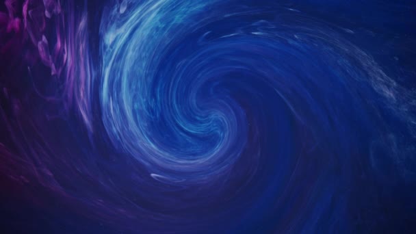 Cor fumaça redemoinho azul roxo água tinta mistura fluxo — Vídeo de Stock