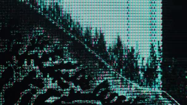 Digital glitch bakgrund blå flytande kristall dropp — Stockvideo