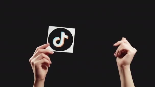 Tiktok ikon szórakoztató alkalmazás kézi tánc, mint — Stock videók