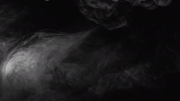 안개가 하얗고 투명 한 증기 흐름을 검게 덮고 있다 — 비디오