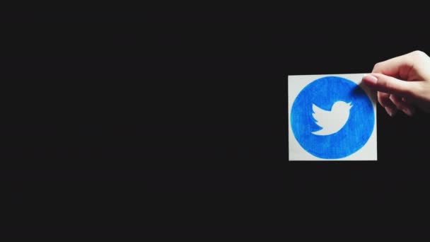 Twitter logo mikroblogování app ruční app sign set 2 — Stock video