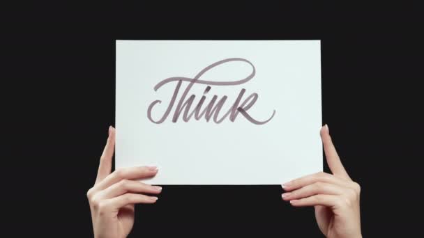 Tror ikon brainstorming motivation händer underteckna — Stockvideo