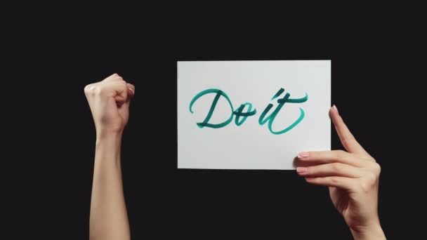 Do it life motivation shaking fist hand gesture — Stock video