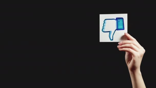 Ogillar ikon online röst hand förnekande tumme ner — Stockvideo