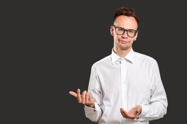 Skeptic man portrait oh come on sarcastic smile — Stock Photo, Image
