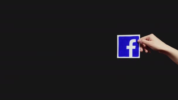 Facebook logotyp digital marknadsföring hand app uppsättning av 3 — Stockvideo