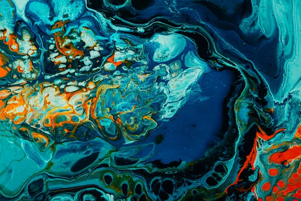 Акриловые чернила воды мрамор текстуры голубой желтой жидкости — стоковое фото