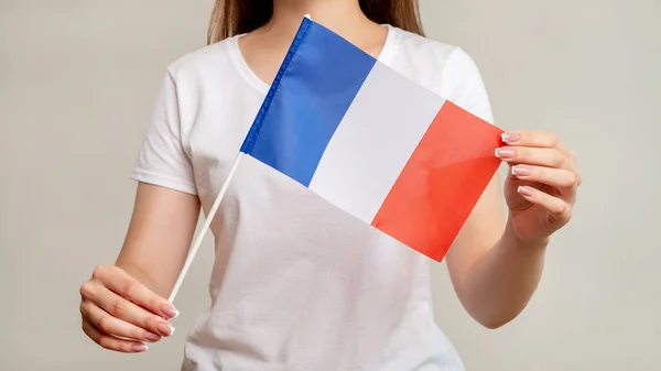 France flag european culture woman symbol tricolor — Stock Photo, Image