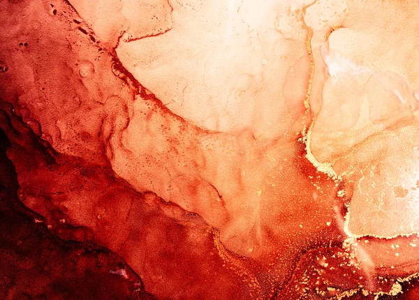 Красные чернила воды мрамор текстура горячей вулканической лавы — стоковое фото