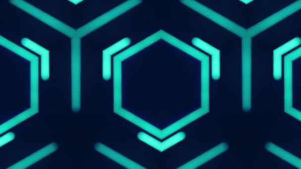 Animação futurista neon fluorescente luz azul — Vídeo de Stock