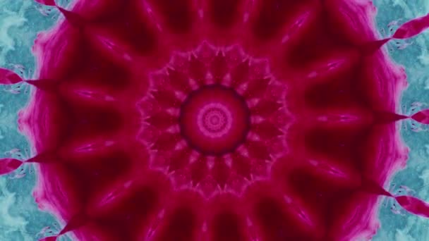 Caleidoscópio colorido design fractal tinta rosa azul — Vídeo de Stock