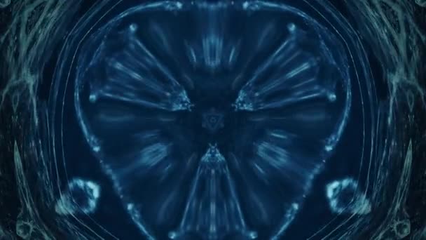Encre d'animation fractale flou d'eau bleu symétrique — Video
