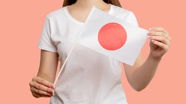 Japão bandeira asiática cultura mulher símbolo nacional — Fotografia de Stock