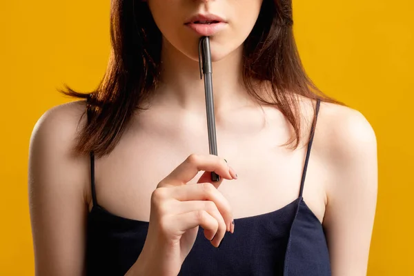 Thinking problem guess idea unrecognizable woman — Stock Photo, Image