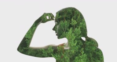 Doğa portresi çift pozlu siluet kadın