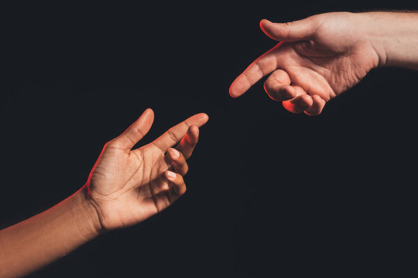 racial friendship help support closeup hands