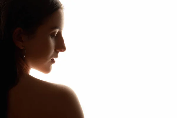 Kobieca sylwetka twarzy skóra pielęgnacja kosmetyczka — Zdjęcie stockowe