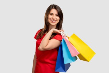 Kara Cuma indirimli indirimli indirimli mutlu kadın