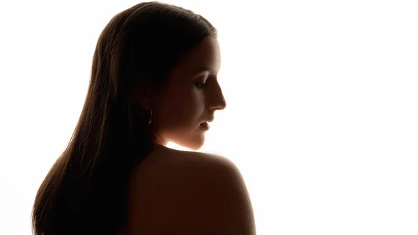 Silhouette profile portrait spa procedure woman — Stock Photo, Image