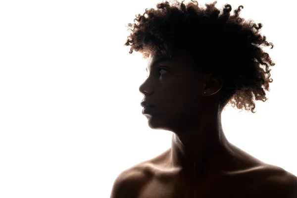 Black man silhouette masculine power on white — Stock Photo, Image