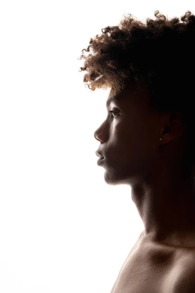 Black man silhouette masculine power portrait — Stock Photo, Image