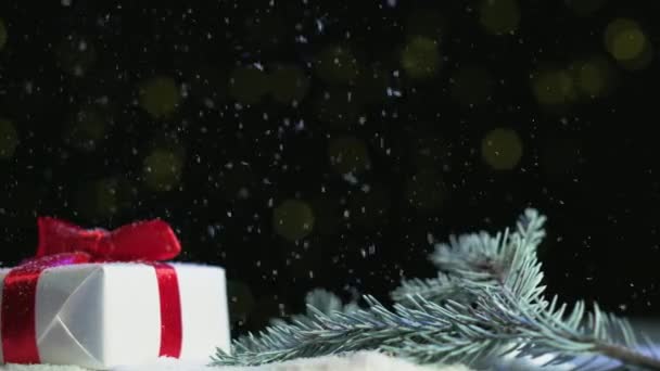 Regalo de Navidad composición de vacaciones de invierno — Vídeo de stock