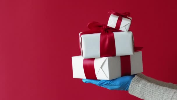 2021年大流行圣诞节检疫礼物递送 — 图库视频影像