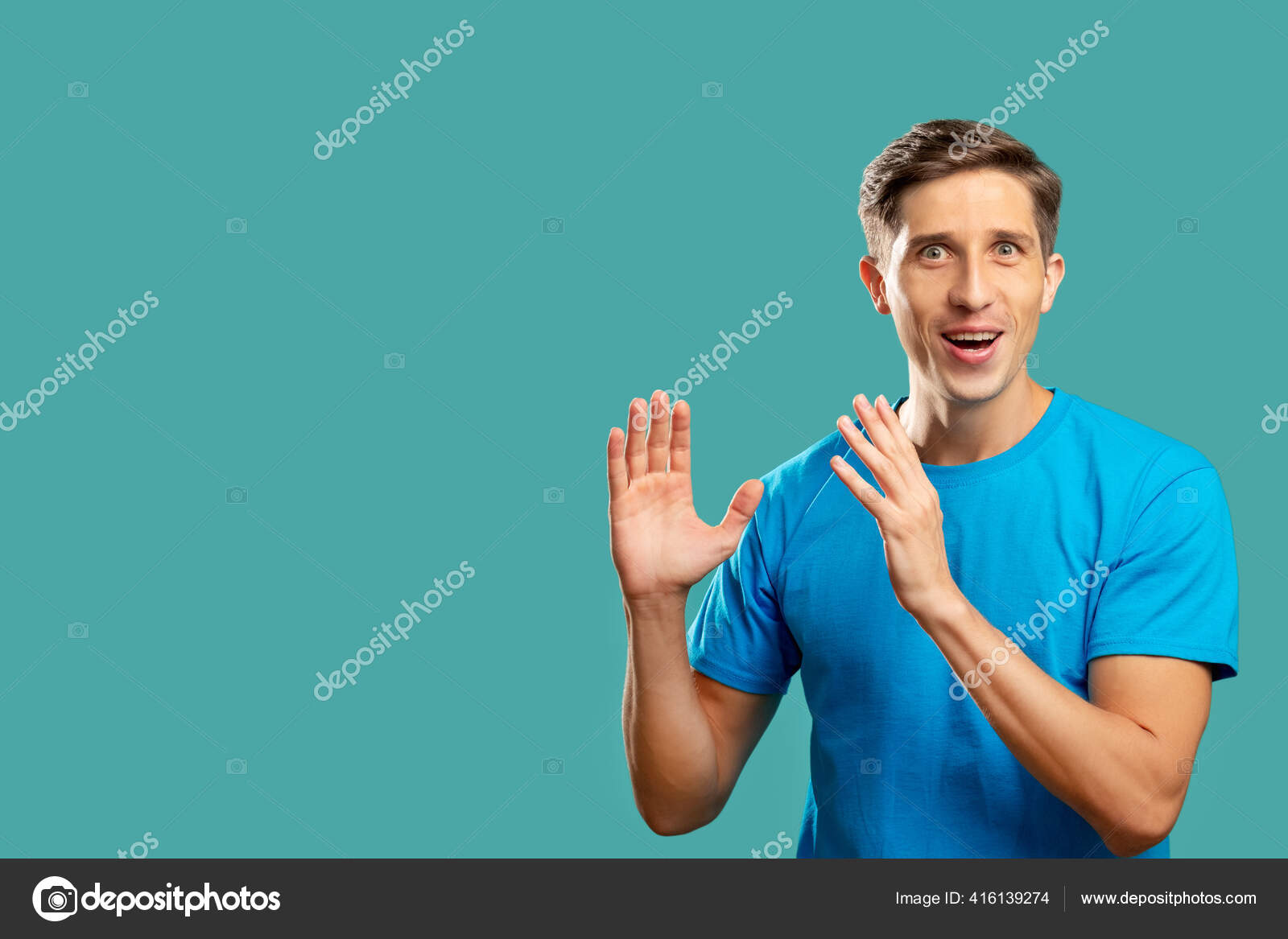 Удивленный Мужской Портрет Вау Эмоции Невероятные Стоковое Фото.