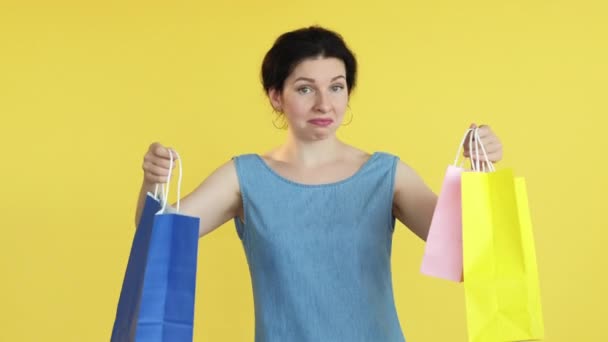 Mala compra compras adicción mujer — Vídeos de Stock