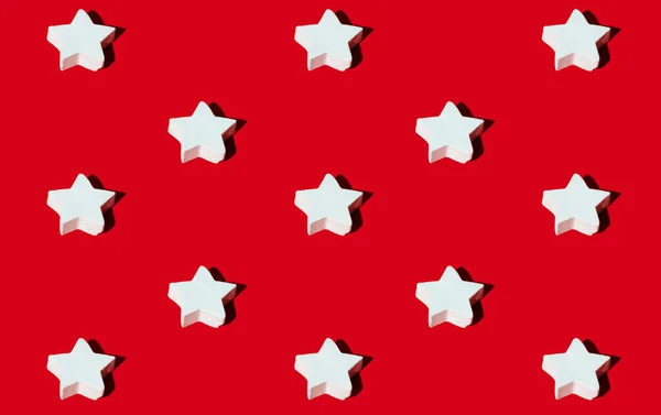 Star pattern red seamless background white figures — Stock Photo, Image