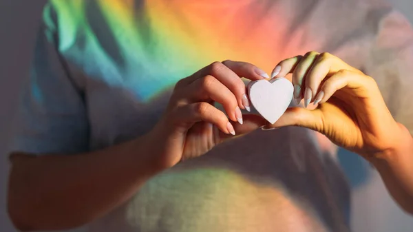 Love symbol lgbt pride support compassion rainbow — Stock Photo, Image