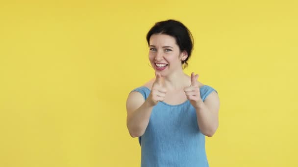 Σαν χειρονομία καλή δουλειά ευτυχισμένη γυναίκα υποστήριξη — Αρχείο Βίντεο