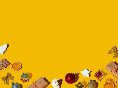 turuncu xmas arka plan el yapımı hediye dekor seti